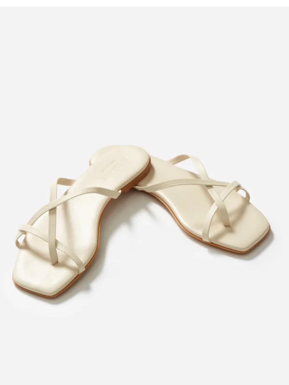 Everlane off white Leather Strappy Square-Toe Sandals made in Italy  11